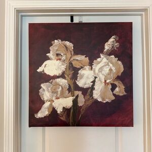 Floral Elegance Canvas Art - Cream and Brown